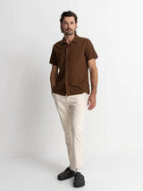 Classic Linen Ss Shirt - Chocolate BUTTON UP RHYTHM 