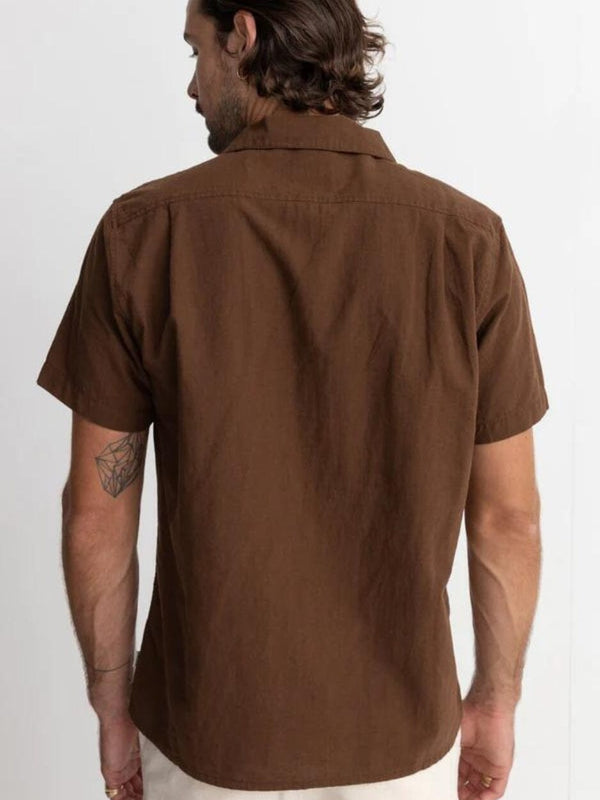 Classic Linen Ss Shirt - Chocolate BUTTON UP RHYTHM 
