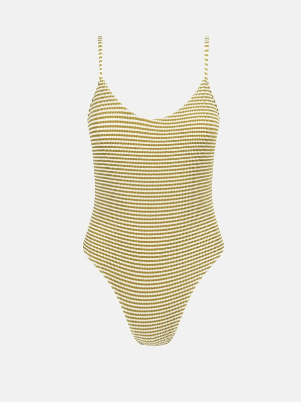 Cove Stripe Cross Back One Piece - Olive ONE PIECE RHYTHM 