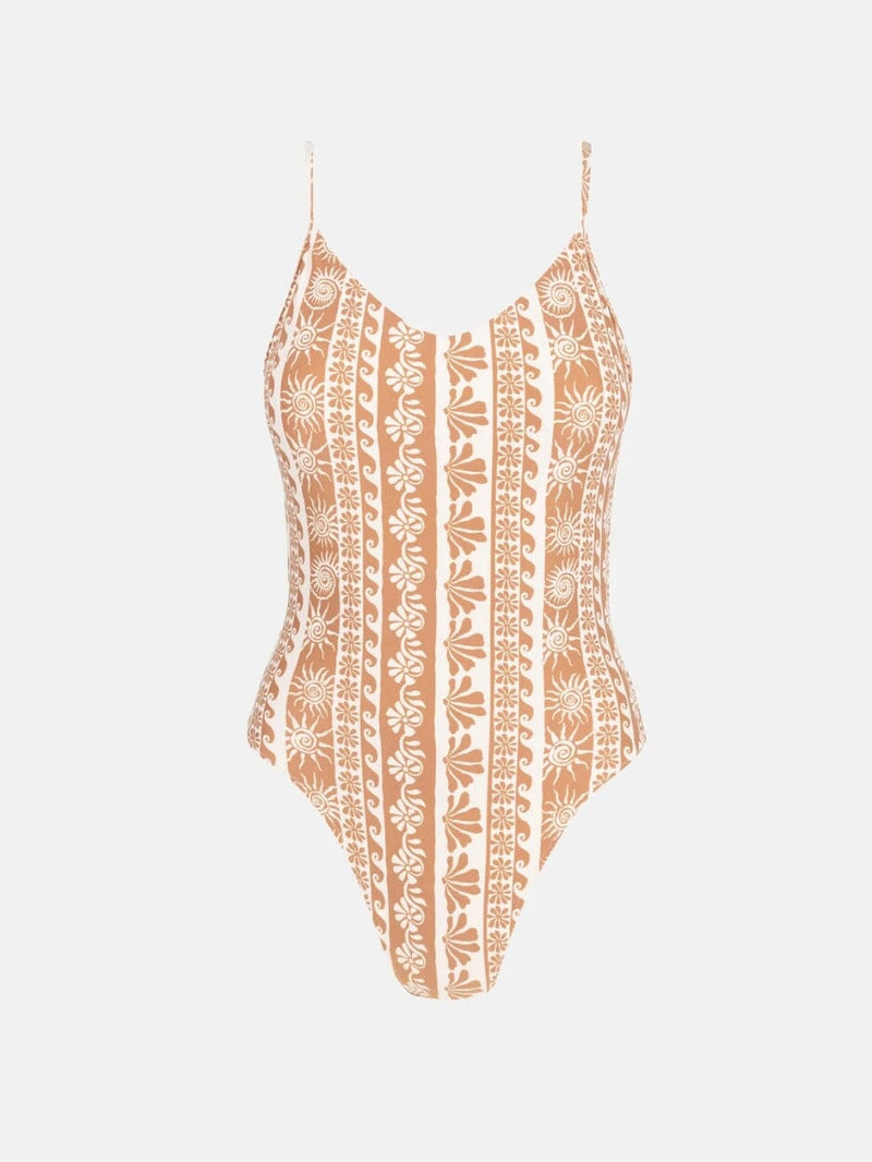 Seafarer Tie Back Minimal One Piece - Brown ONE PIECE RHYTHM 