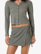 Hemp Wrap Mini Skirt - Green Smoke SKIRTS THRILLS 