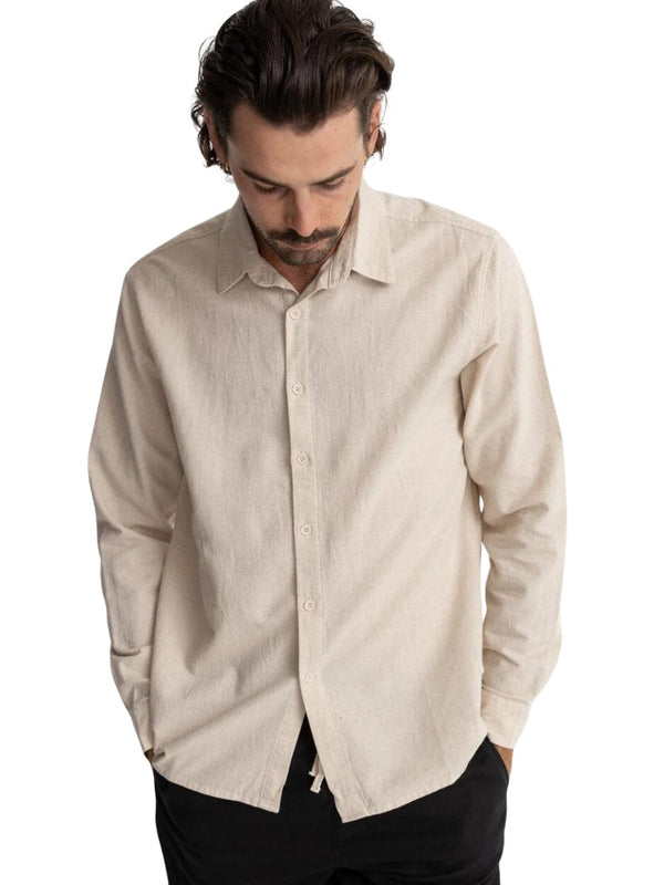 Classic Linen Ls Shirt - Sand LONG SLEEVE RHYTHM 