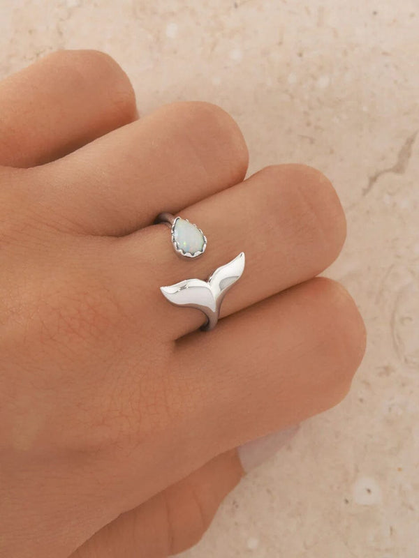 Whale Tail Opal Ring - Silver RINGS MIDSUMMER STAR 