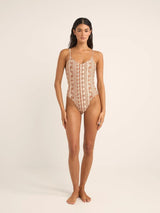 Seafarer Tie Back Minimal One Piece - Brown ONE PIECE RHYTHM 