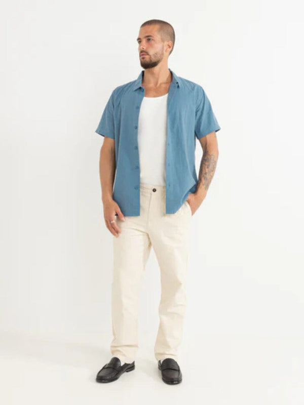 Classic Linen Ss Shirt - Mineral Blue BUTTON UP RHYTHM 