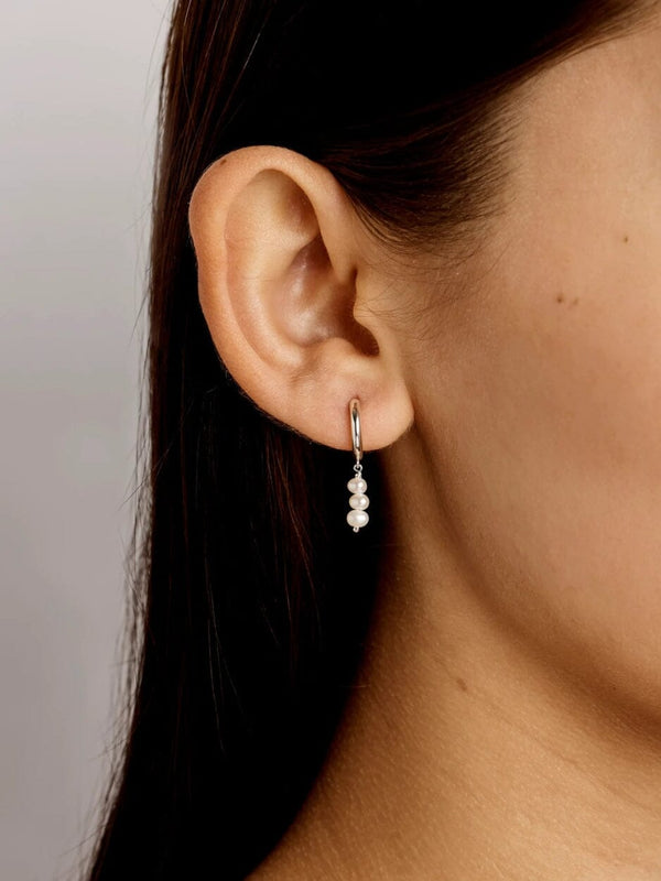 Triple Drop Pearl Huggies EARRINGS MIDSUMMER STAR 
