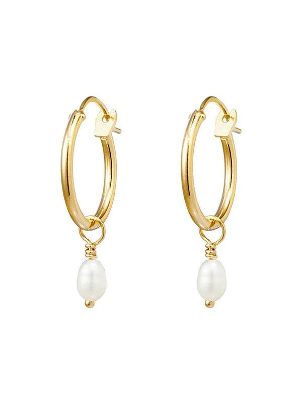Dainty Pearl Hoops Gold EARRINGS MIDSUMMER STAR 