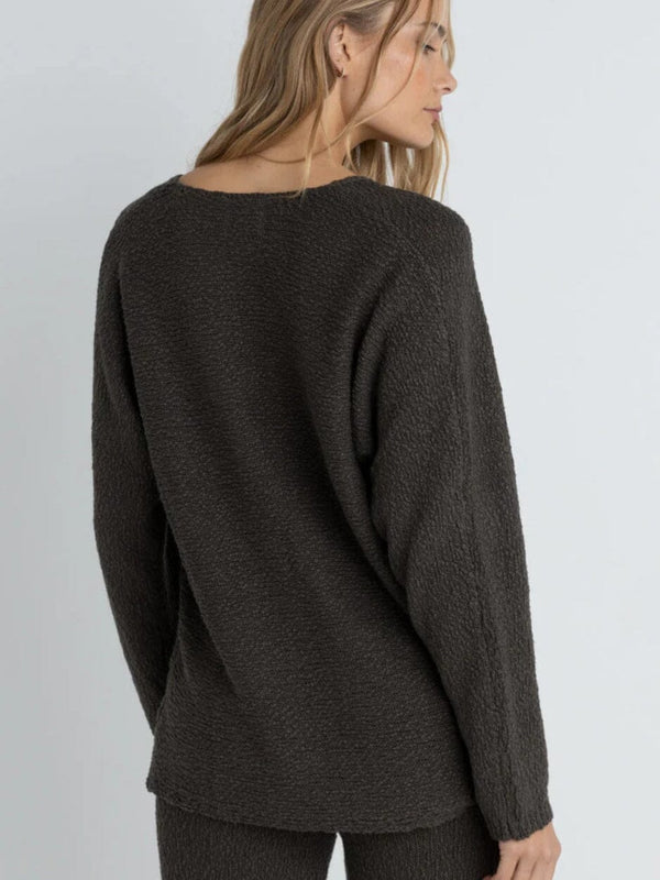Adele Oversized Long Sleeve Knit Top - Graphite TOP RHYTHM 