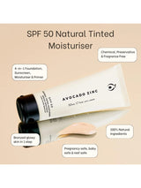 SPF 50 Natural Tinted Moisturiser - Medium Dark MOISTURISER AVOCADO ZINC 