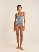 London Check Scoop Neck One Piece - Navy ONE PIECE RHYTHM 