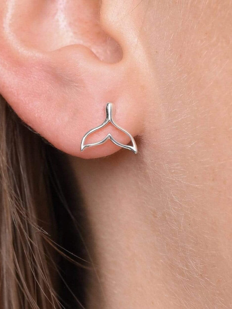 Minke Whale Tail Studs - Silver EARRINGS MIDSUMMER STAR 