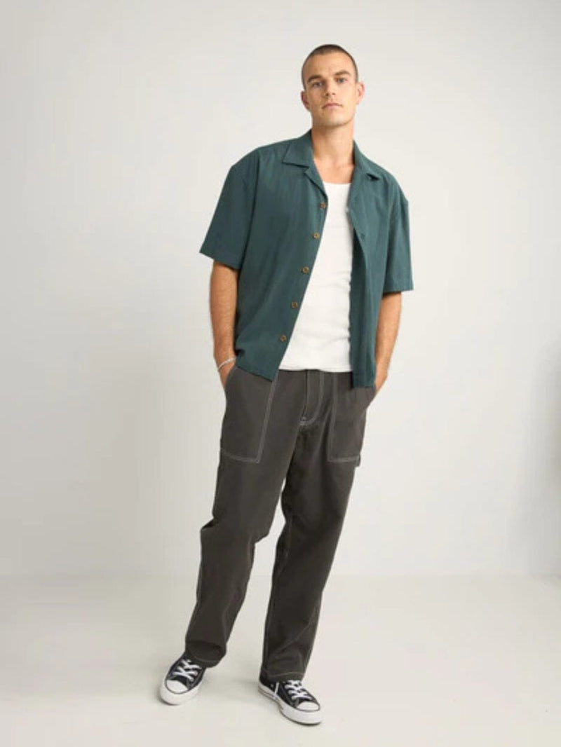 Relaxed Texture Ss Shirt - Teal BUTTON UP RHYTHM 