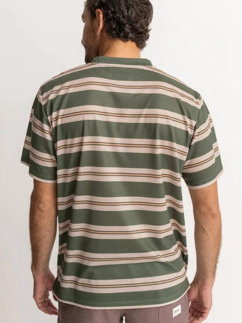 Vintage Stripe SS T-Shirt - Olive T-SHIRT RHYTHM 