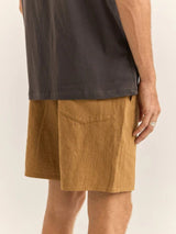 Textured Linen Jam - Tobacco SHORTS RHYTHM 