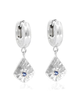 Sapphire Charm Silver Huggies EARRINGS TONIMAY 