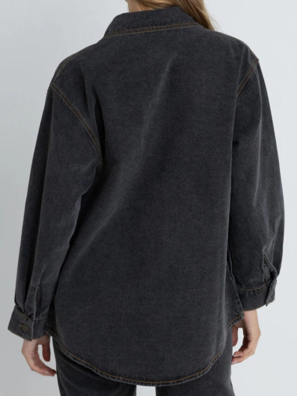 Oversized Denim Shacket - Grey JACKETS RHYTHM 