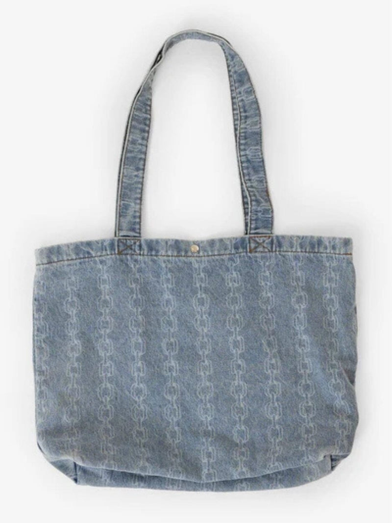 Chain Reaction Denim Tote - Faded Rinse Indigo TOTE BAG THRILLS 