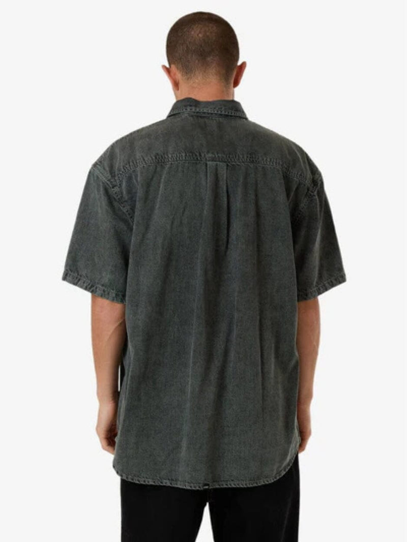 Canyon Oversize Short Sleeve Denim Shirt - Dark Forest BUTTON UP THRILLS 