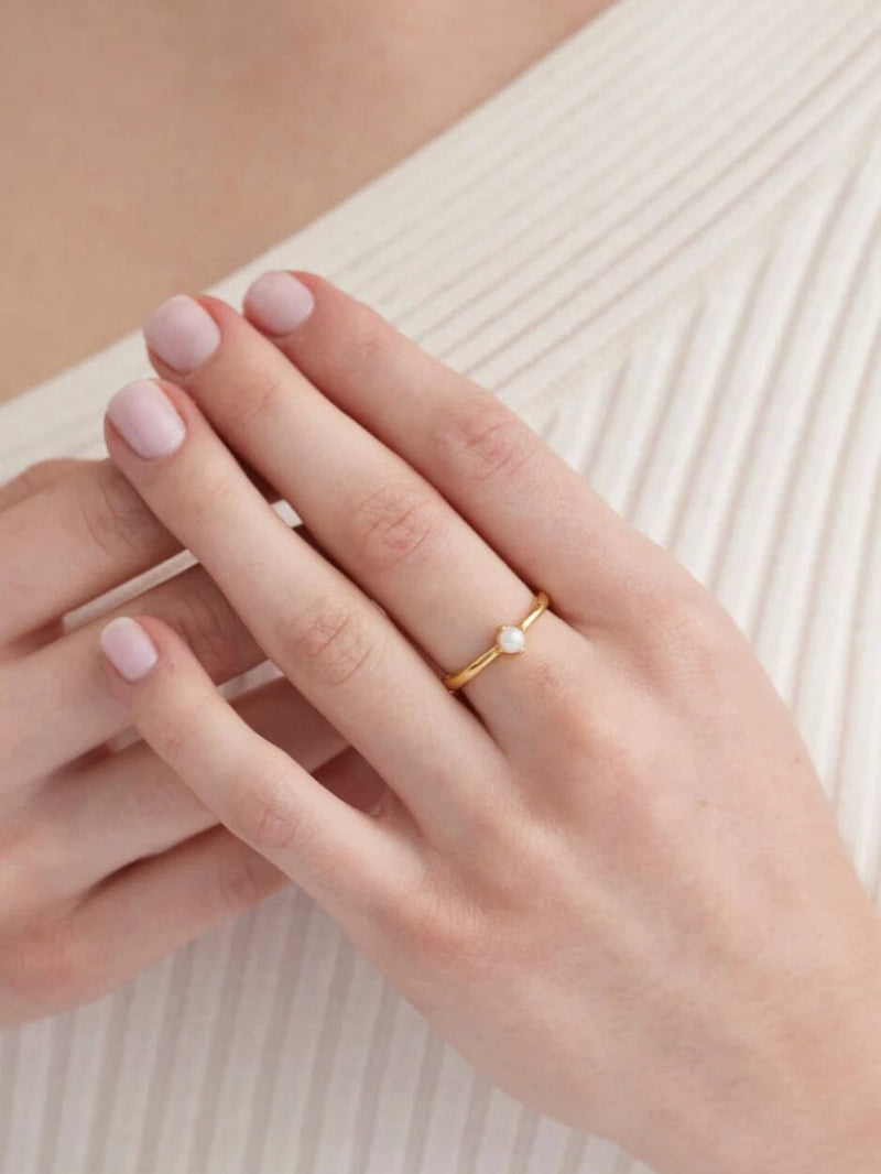 June Pearl Gold Birthstone Ring RINGS TONIMAY 
