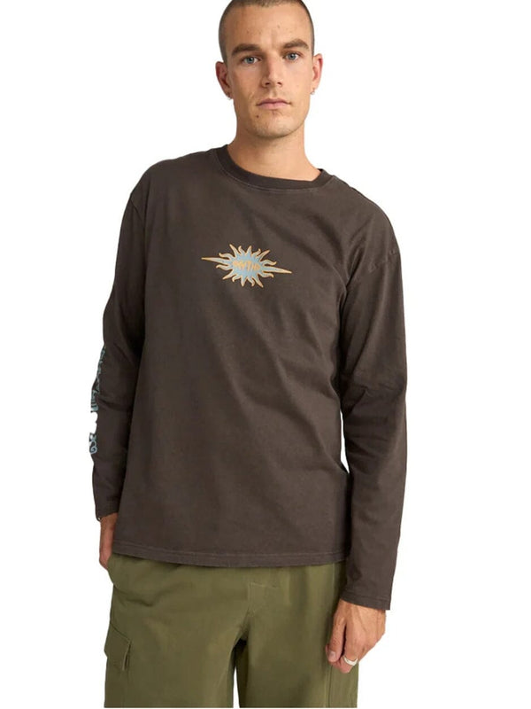 Flame Printed Vintage Ls T-Shirt - Black JUMPER RHYTHM 