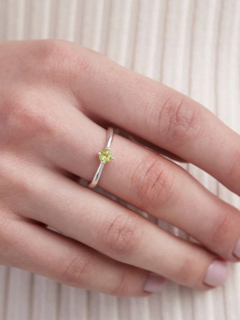 August Peridot Silver Birthstone Ring RINGS TONIMAY 