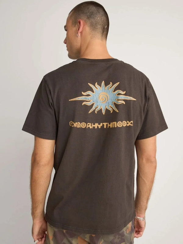 Flame Printed Vintage Ss T Shirt - Black T-SHIRT RHYTHM 