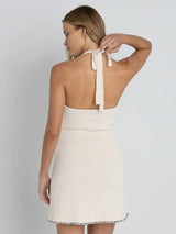 Martini Halter Knit Mini Dress - Natural DRESSES RHYTHM 