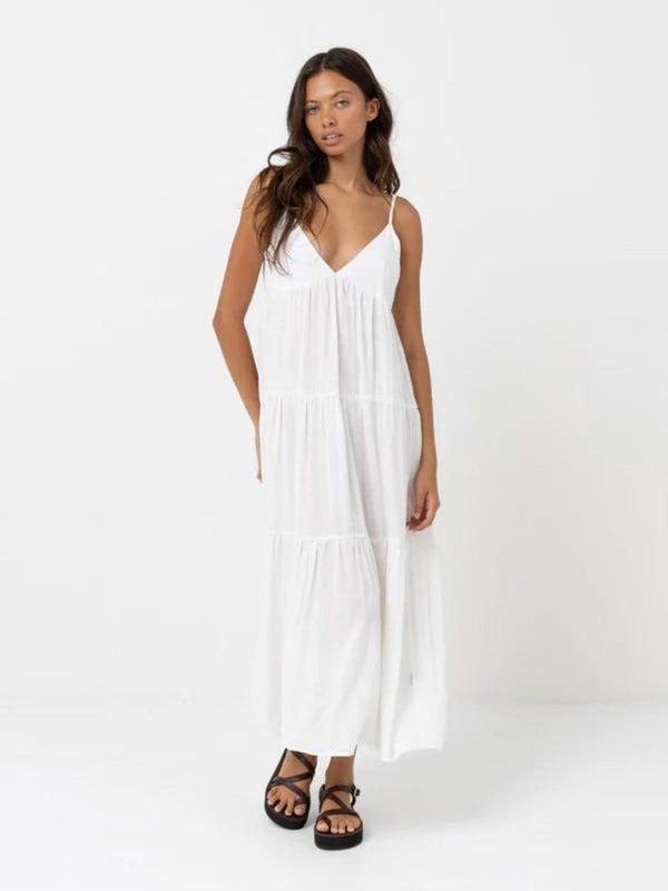 Classic Tiered Midi Dress - White DRESSES RHYTHM 