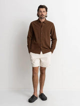 Classic Linen Ls Shirt - Chocolate LONG SLEEVE RHYTHM 