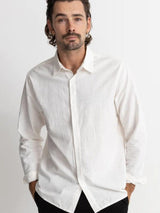 Classic Linen Ls Shirt - White BUTTON UP RHYTHM 