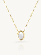June Pearl Gold Oval Birthstone Necklace NECKLACES TONIMAY 
