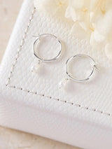 Dainty Pearl Hoops EARRINGS MIDSUMMER STAR 