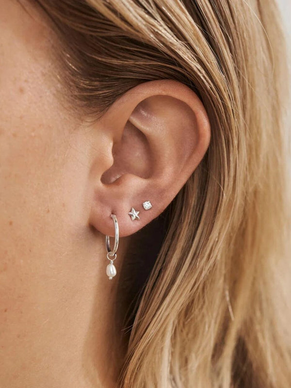 Dainty Pearl Hoops EARRINGS MIDSUMMER STAR 