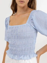 Maisy Check Smocked - Top Blue TOP RHYTHM 